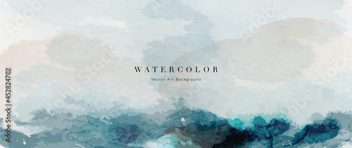 Watercolor abstract art background vector. Wallpaper design with paint brush beige watercolor. Illustration for prints, wall art, cover and invitation cards.
