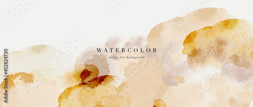 Watercolor abstract art background vector. Wallpaper design with paint brush beige watercolor. Illustration for prints, wall art, cover and invitation cards.