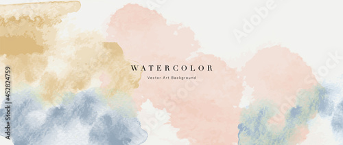 Watercolor abstract art background vector. Wallpaper design with paint brush beige watercolor. Illustration for prints, wall art, cover and invitation cards.