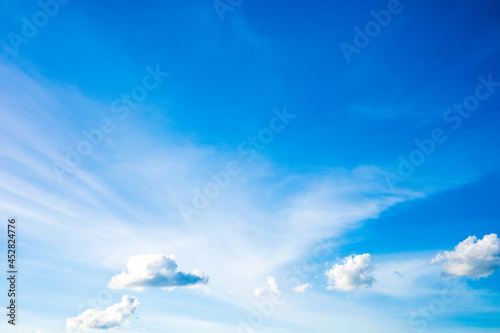 Beautiful bright blue sky with white clouds  nature background concept.