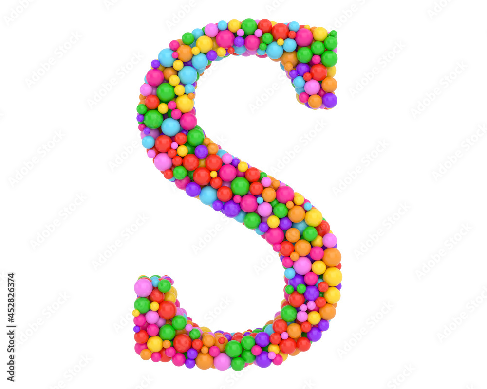 Alphabet balls multi-colored, kids font 3d render. colorful balls letter isolated on white background. 3D illustration. Alphabet balls multi-colored, kids font 3d render. colorful balls letter isolated on white background. 3D illustration.
