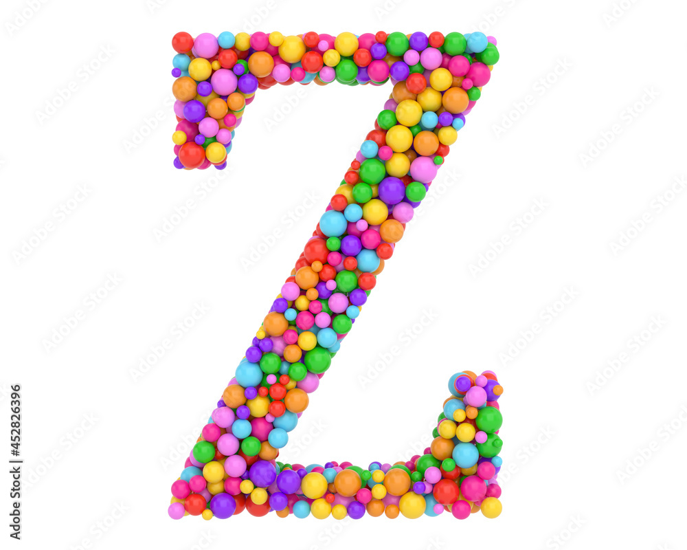 Alphabet balls multi-colored, kids font 3d render. colorful balls letter isolated on white background. 3D illustration. Alphabet balls multi-colored, kids font 3d render. colorful balls letter isolated on white background. 3D illustration.