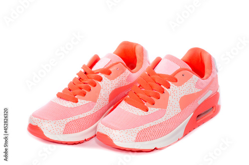 Summer pink Women's sneakers on a white background