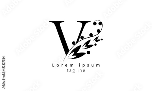Premium vector initial letter V florish typography logo design