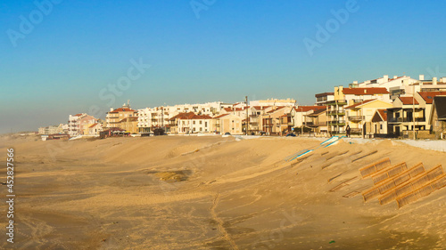 view of the beach at sunset