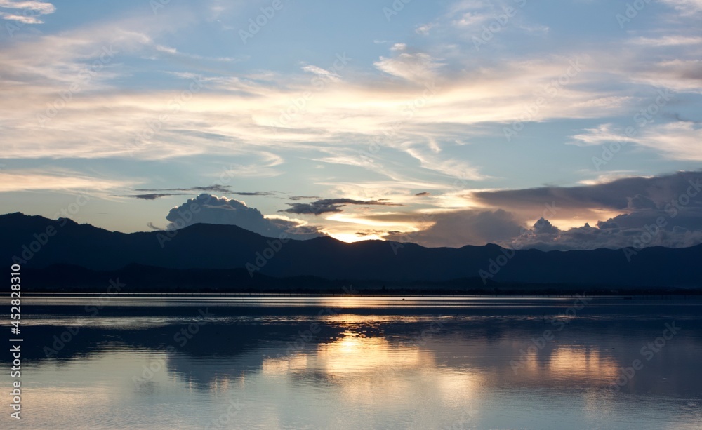 sunset over the lake