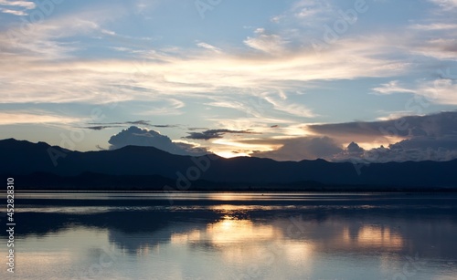 sunset over the lake