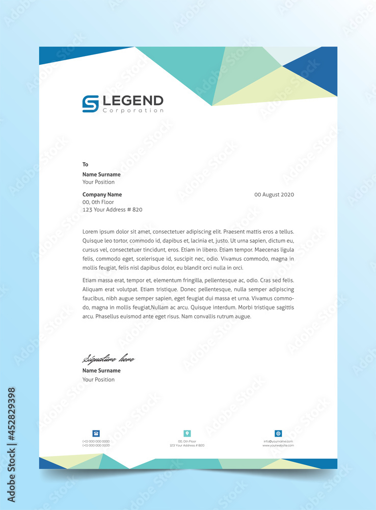Obraz premium Letterhead TemplateModern Official A4 Letterhead Template