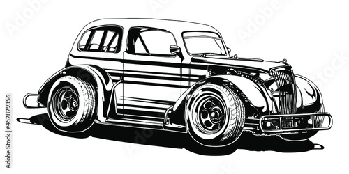 Racing car isolated on white background. abstract silhouette. line art. vector illustration.