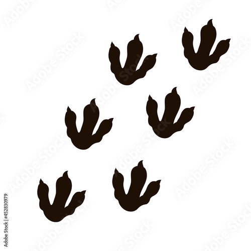 Dinosaur foot, reptile track silhouette in cartoon style isolated on white background. Symbol, model or stamp prehistoric huge monster. 