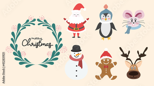 Collection Character  in Christmas holiday ,for content online or banner for your website and template, Simple cartoon flat style. illustration Vector EPS 10