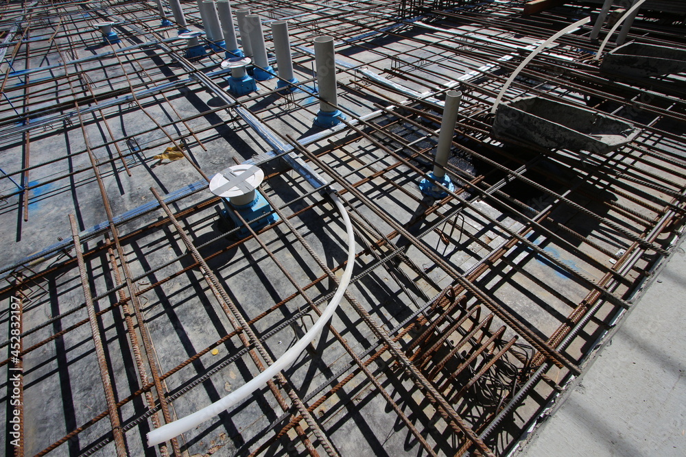 post-tension reinforcement construction building concrete slab pt post tension tensioning