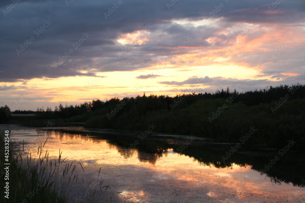 Dusk Colours On The Waters, Pylypow Wetlands, Edmonton, Alberta
