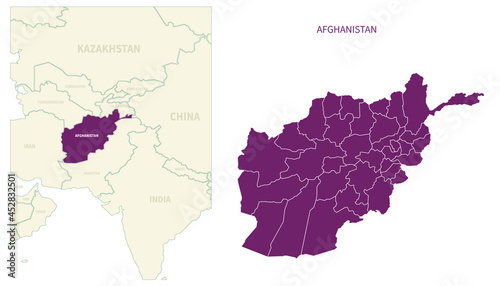 afghanistan map. map of afghanistan and neighboring countries.