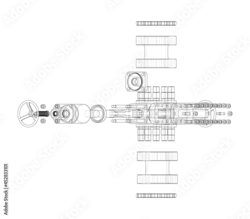 Blowout preventer. Vector rendering of 3d