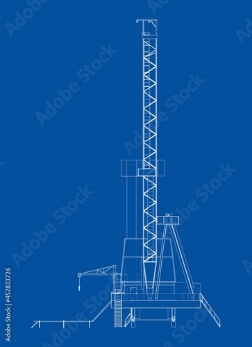 Oil rig. Orthography vector