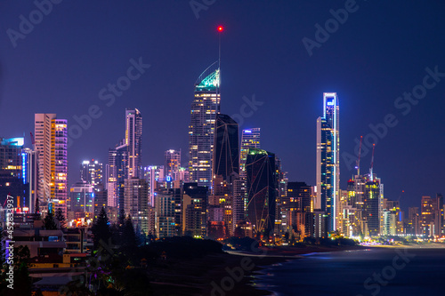 Gold Coast cityscape by night  view from Miami hill