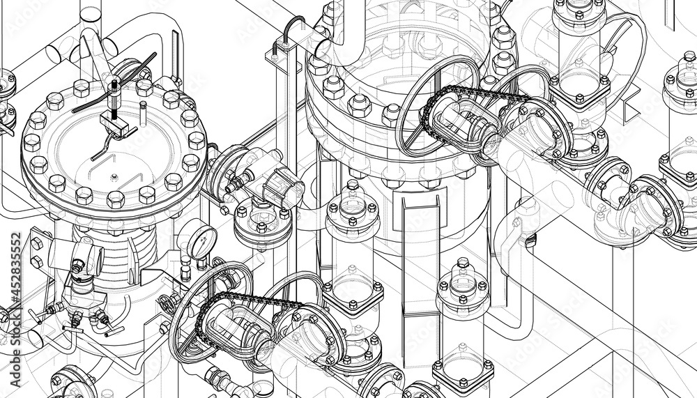 Valves and other industrial equipment. Vector