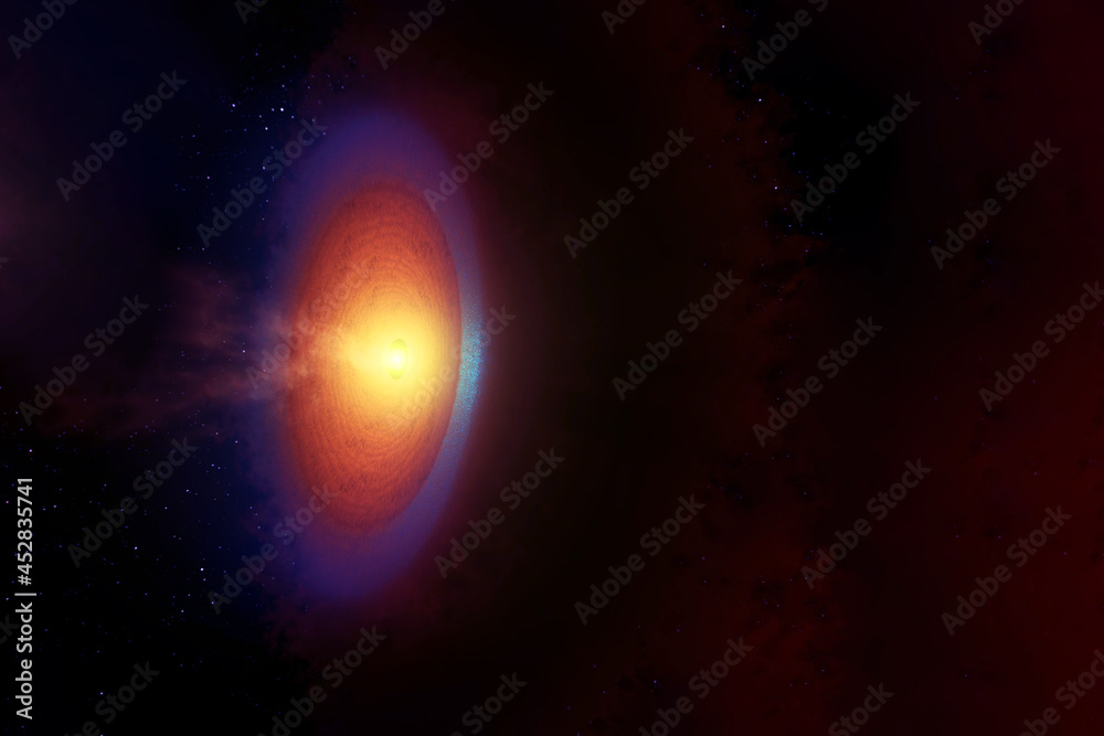 Red galaxy in deep space. Elements of this image were furnished by NASA. Red galaxy in deep space. Elements of this image were furnished by NASA.