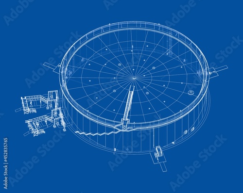 Large oil tank with floating roof. Vector