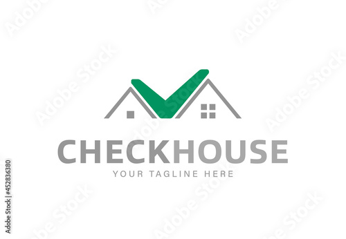 Free Download Green check sign that formed a house. Simple logo design template - GFXLoad