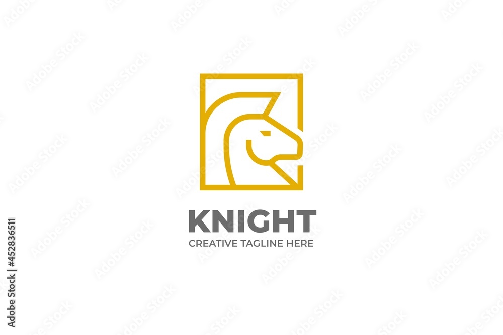 Obraz premium Knight Horse Chess Monoline Logo