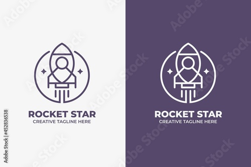 Rocket Space Galaxy Monoline Logo