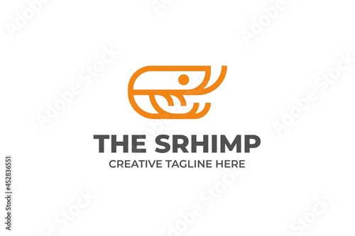 Shrimp Lobster Fresh Seafood Monoline Logo