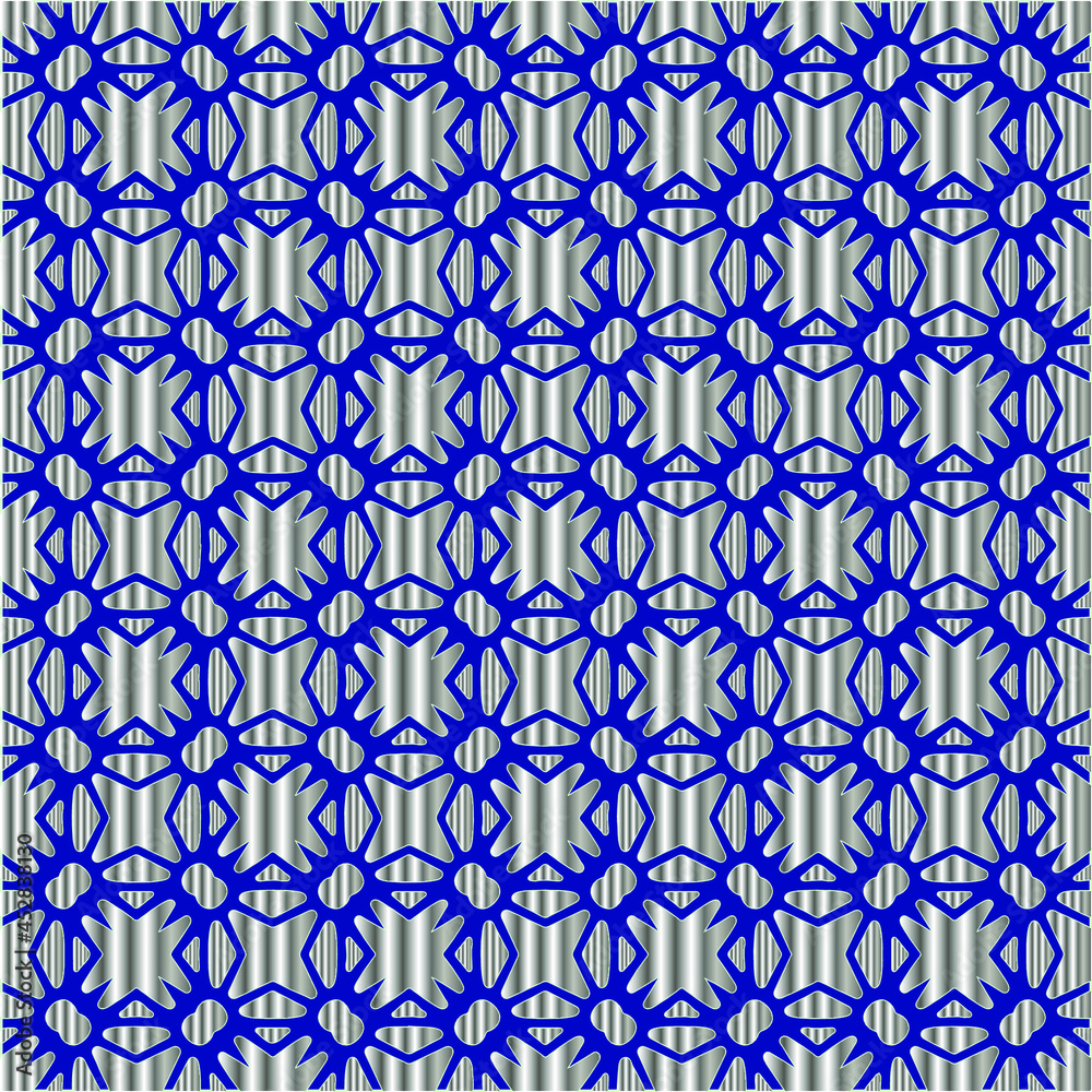 Fototapeta premium metal pattern on a blue background. pattern for fabric, wallpaper, packaging.Decorative print.