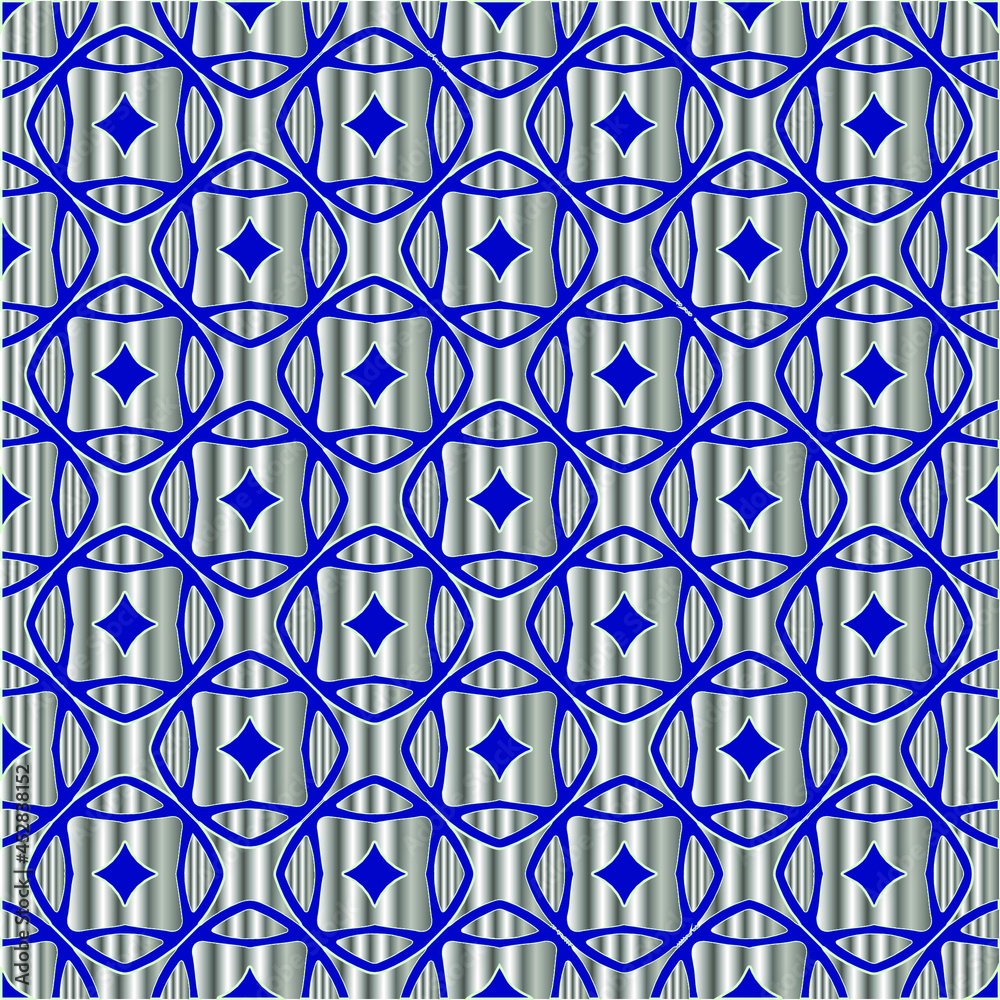 Fototapeta premium metal pattern on a blue background. pattern for fabric, wallpaper, packaging.Decorative print.