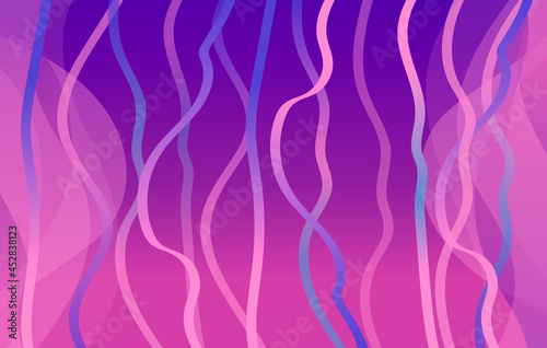 Pink and lilac abstract image with vertical lines in the form of waves for your brand book. A graceful pattern with a gradient for the header of the site. Vector illustration.