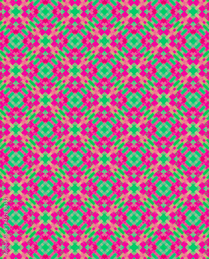 Bikini summer neon pink square diamond texture Digital textile print design