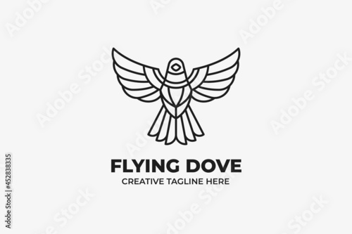 Flying Bird Freedom Monoline Business Logo