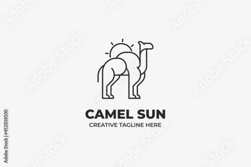 Camel Sun Desert Animal Monoline Logo
