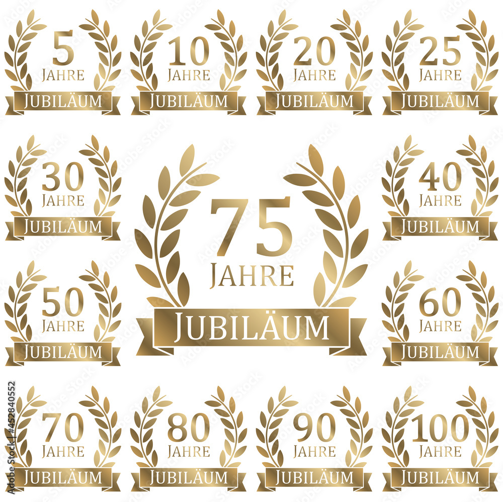 laurel wreath collection for jubilee years - obrazy, fototapety, plakaty 
