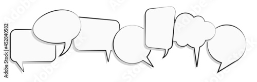white speech bubbles in a row
