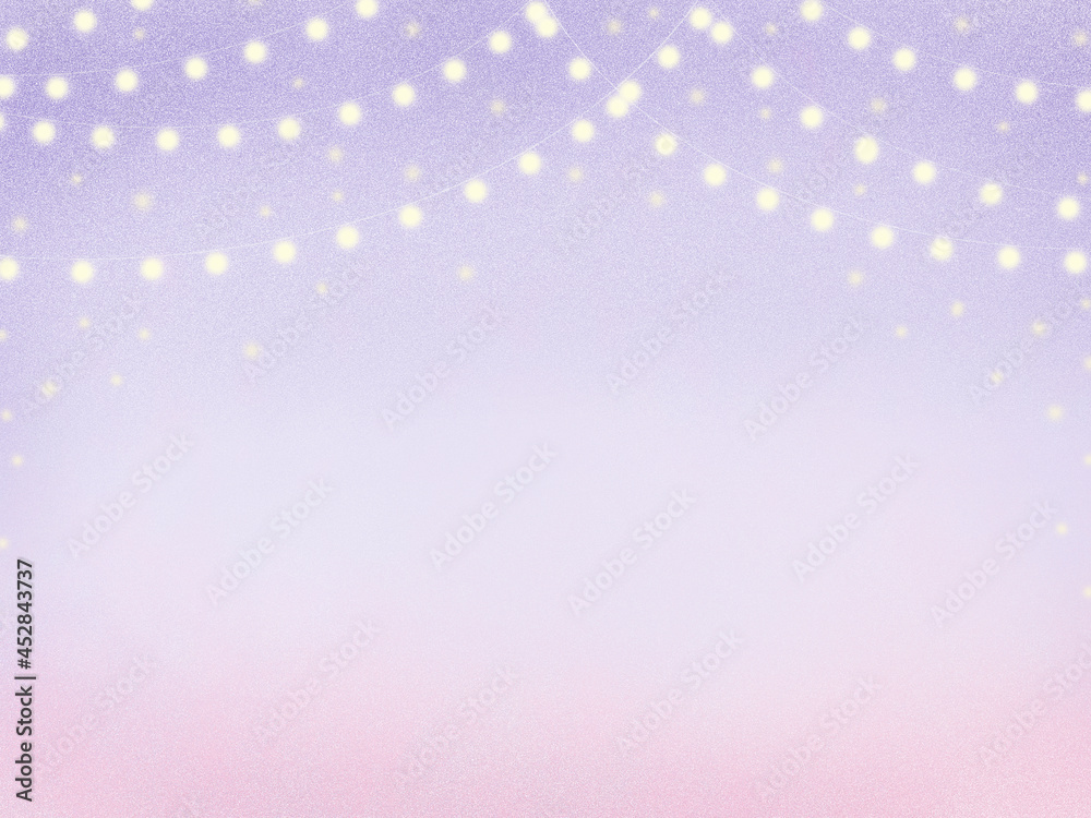 Obraz premium 光りのガーランド ラベンダーピンクのキュートな空
