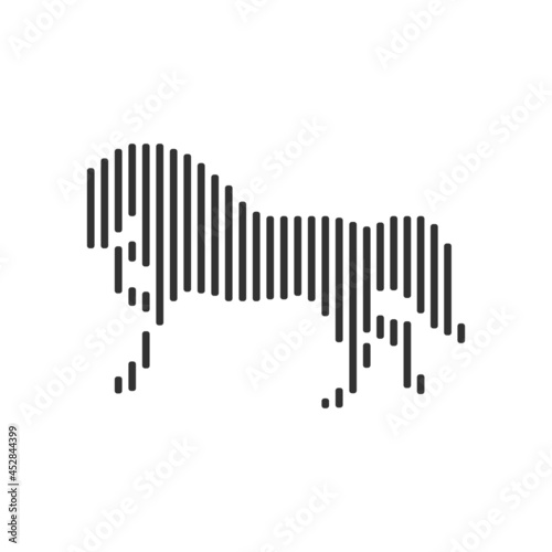 horse black barcode line icon vector on white background.