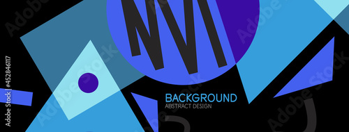 Abstract background. Blocks, lines, triangles, circles composition. Techno or business concept for wallpaper, banner, background, landing page