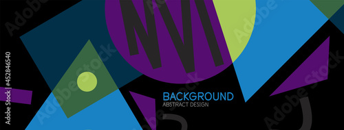 Abstract background. Blocks, lines, triangles, circles composition. Techno or business concept for wallpaper, banner, background, landing page