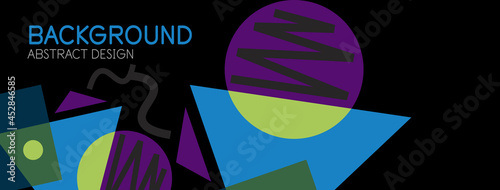 Abstract background. Blocks, lines, triangles, circles composition. Techno or business concept for wallpaper, banner, background, landing page