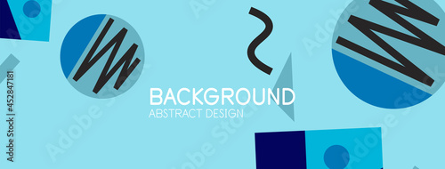 Abstract background. Blocks, lines, triangles, circles composition. Techno or business concept for wallpaper, banner, background, landing page