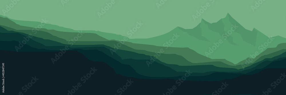 mountain silhouette flat design vector illustration for background, banner, backdrop, tourism design, apps background and wallpaper