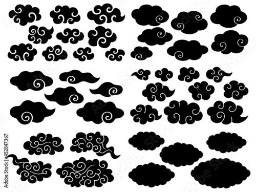 和風の雲のイラストセット