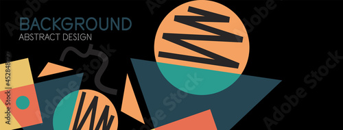 Abstract background. Blocks, lines, triangles, circles composition. Techno or business concept for wallpaper, banner, background, landing page