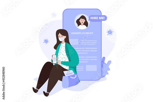A woman with jobless illustration concept