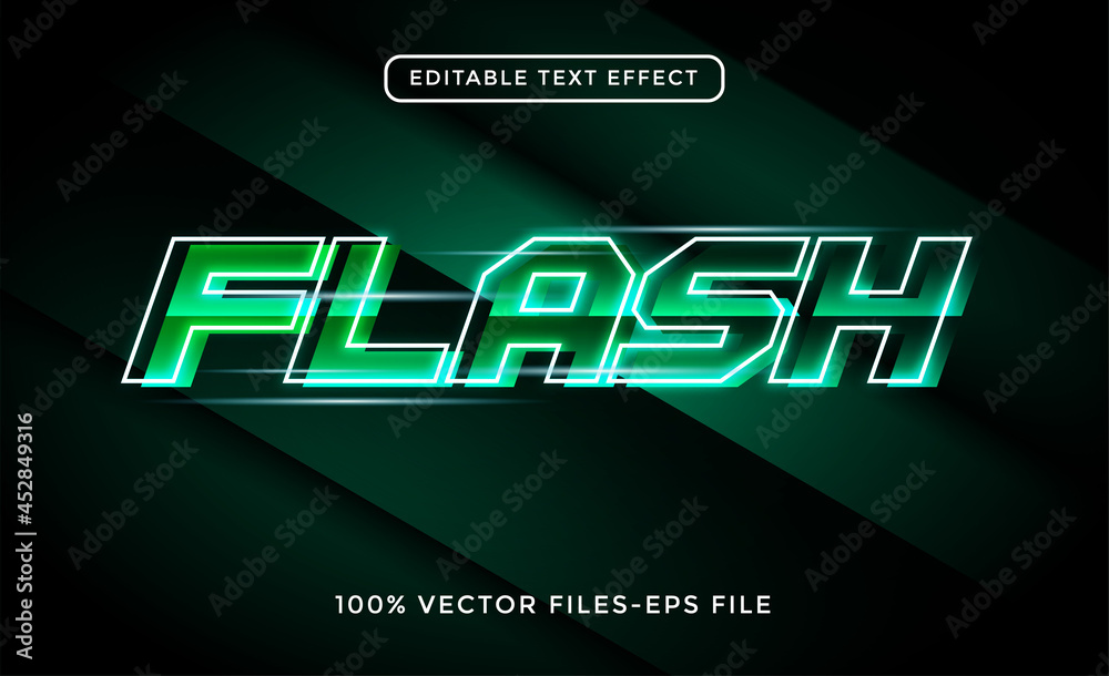 Flash 3d text neon effect Premium Vector