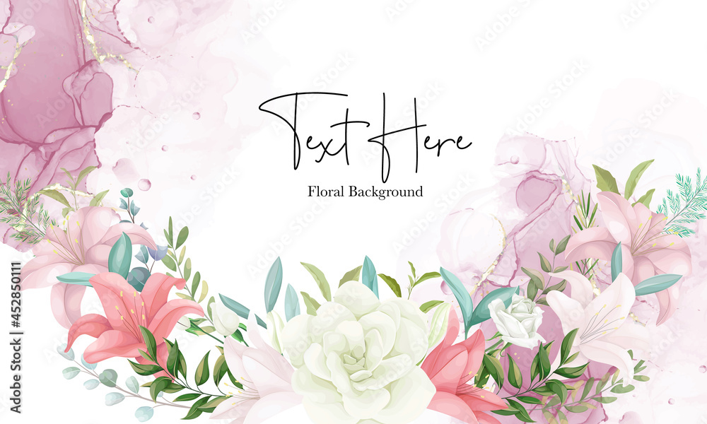 elegant floral background with hand drawing soft flower and leaves