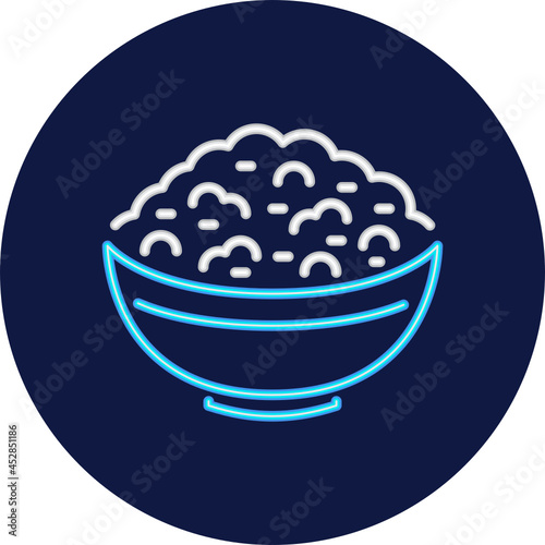 rice bowl neon icon