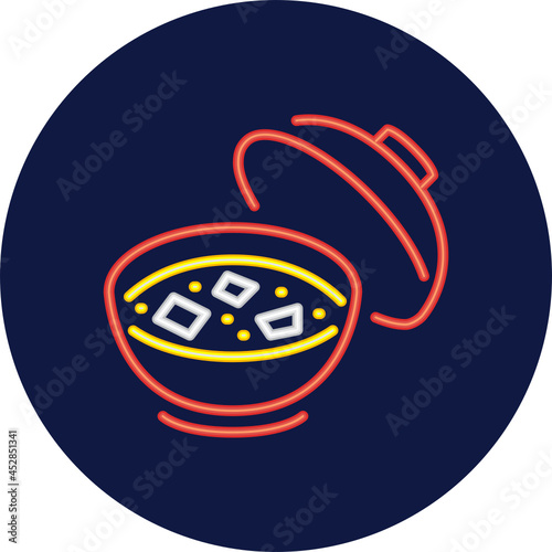miso soup neon icon